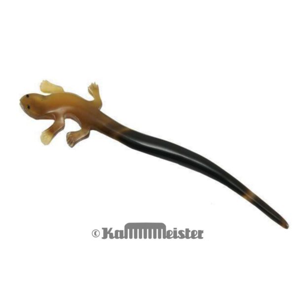 Haarnadel 1-zinkig aus meliertem Büffelhorn - Gecko - Echse