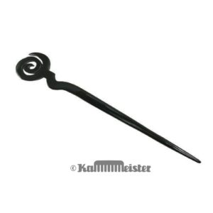 Haarnadel Haarstab 1-zinkig - schwarzes Büffelhorn - Dekor Spirale