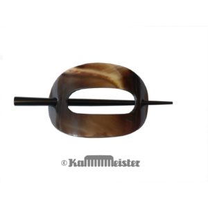 Haarspange mit Nadel aus Horn - Klassische ovale Schild Form