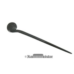 Haarnadel Haarstab 1-zinkig - schwarzes Büffelhorn - Dekor Spirale