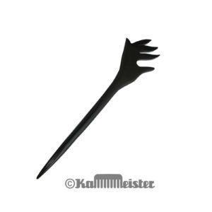 Haarnadel Haarstab 1-zinkig - schwarzes Büffelhorn - Dekor Flamme - Hand